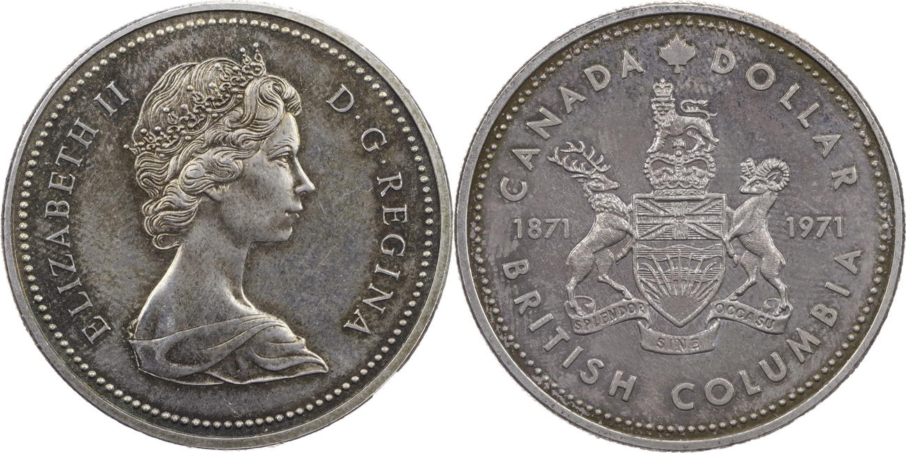 Kanada Dollar 1971 100 Jahre British Columbia vz | MA-Shops