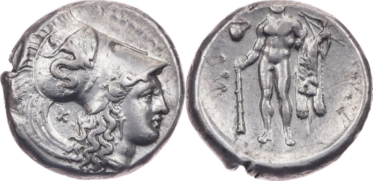 Lukanien Didrachme / Nomos 330-320 V. Chr. Herakleia, Kopf Der Athena ...