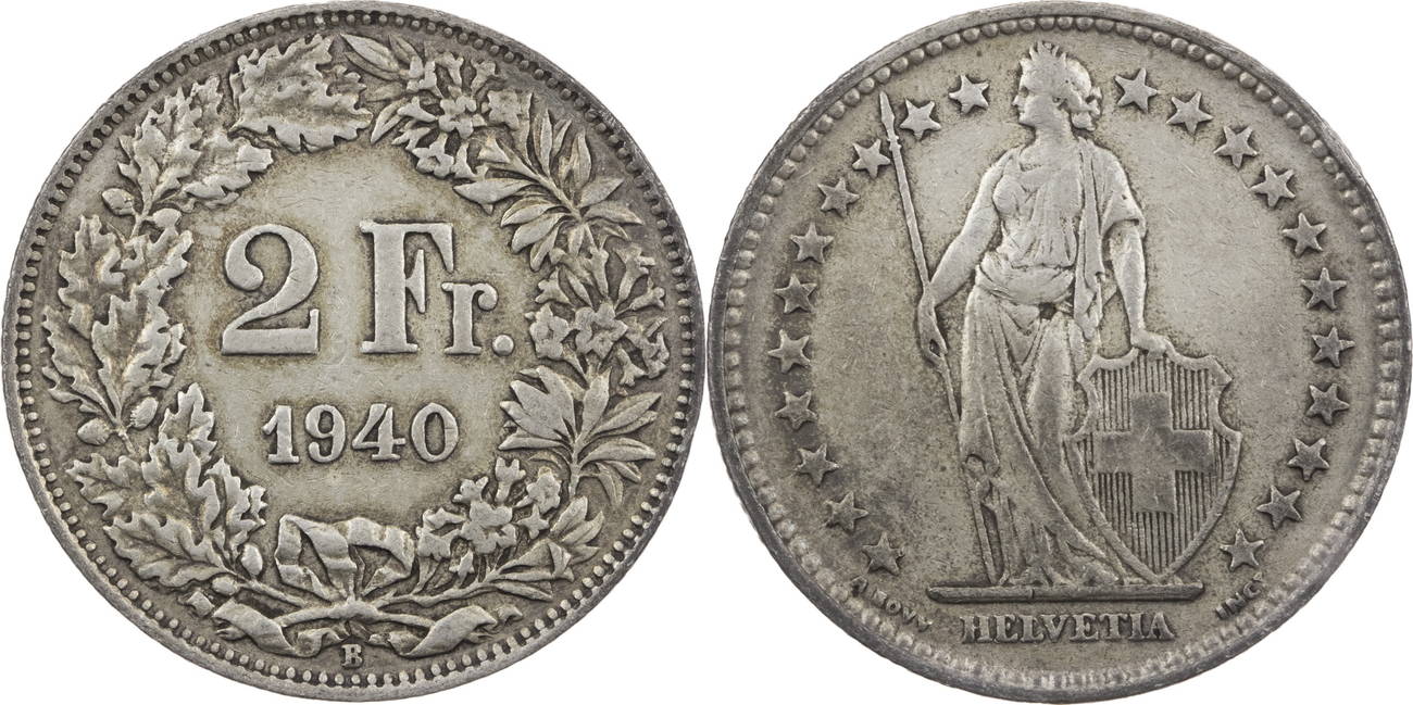 Schweiz 2 Franken 1940 B Helvetia Kursm nze 1874 1967 Ss MA Shops schweiz-2-franken-1940-b-helvetia-kursm-nze-1874-1967-ss-ma-shops