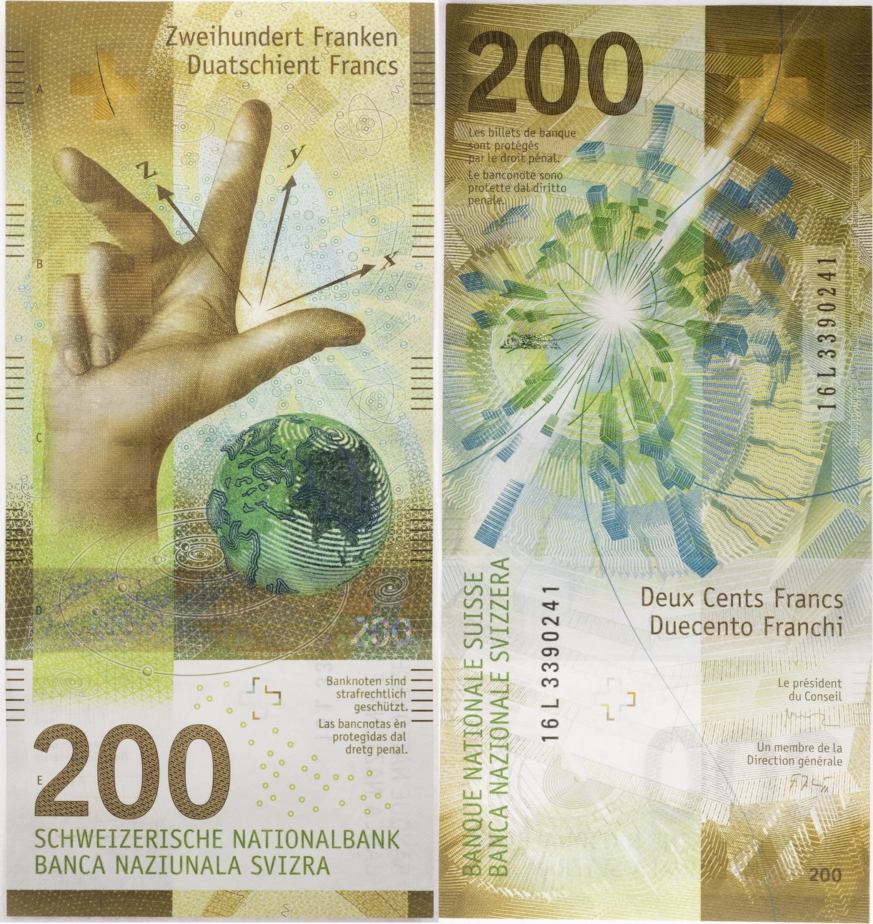 Schweiz 200 Franken 2018 9. Serie (2016- )- Wissenschaft (Materie) kassenfrisch | MA-Shops