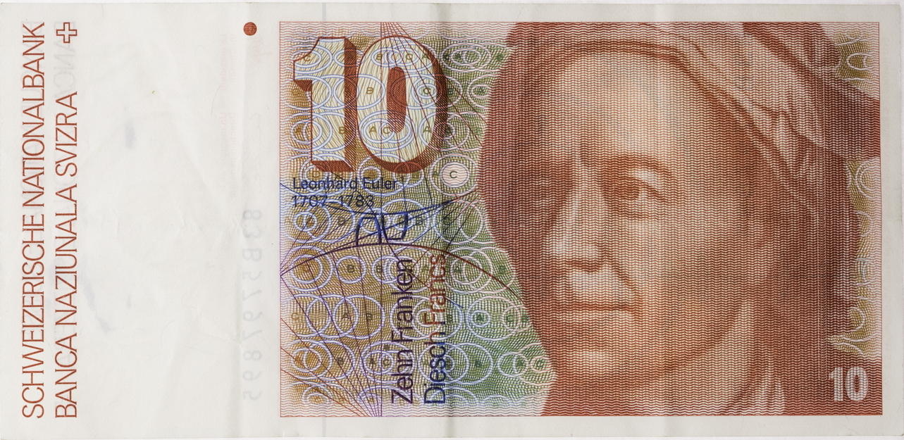Schweiz 10 Franken O J 6 Serie 1976 19 Leonhard Euler 1707 17 Fast Kassenfrisch Verschmutzung Auf Rs Ma Shops