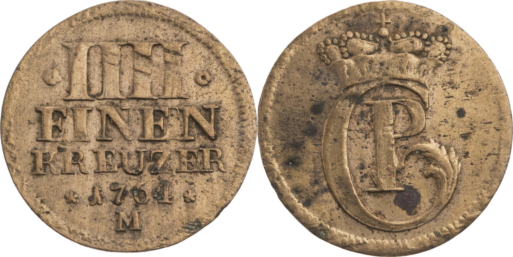 PfalzBirkenfeldZweibrücken 1/4 Kreuzer 1764 M Christian IV. (1735