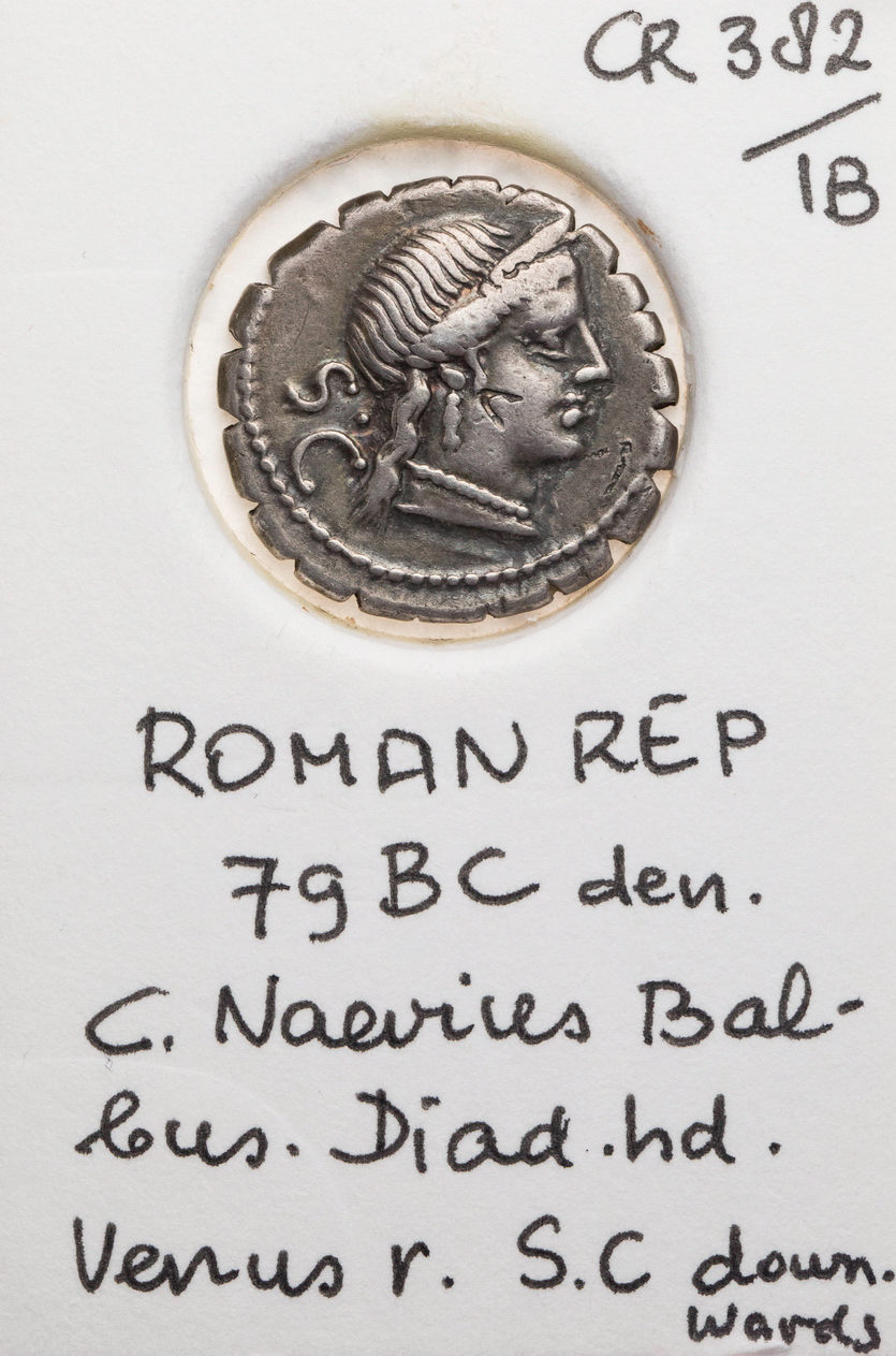 Römische Republik Denar Serratus 79 v Chr C Naevius Balbus Kopf der Venus Victoria in