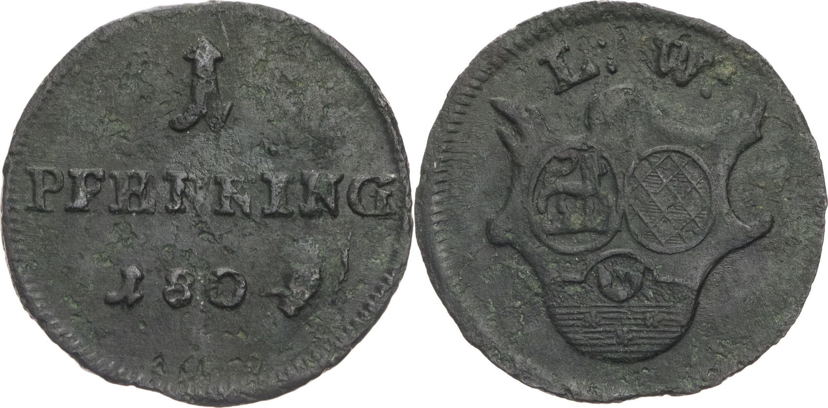LöwensteinWertheimRochefort, Fürstentum 1 Pfennig 1804 Dominik