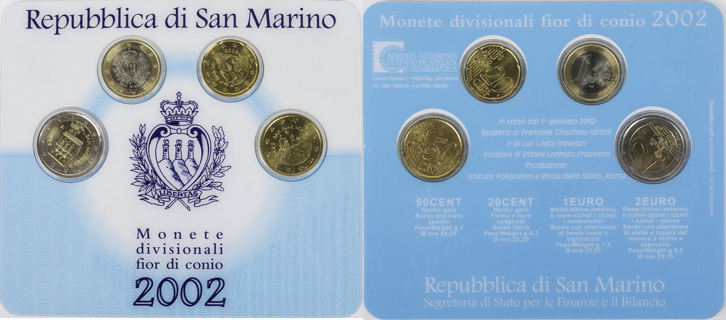 San Marino 3 70 Euro 2002 Mini Kursmunzensatz St In Blister Ma Shops