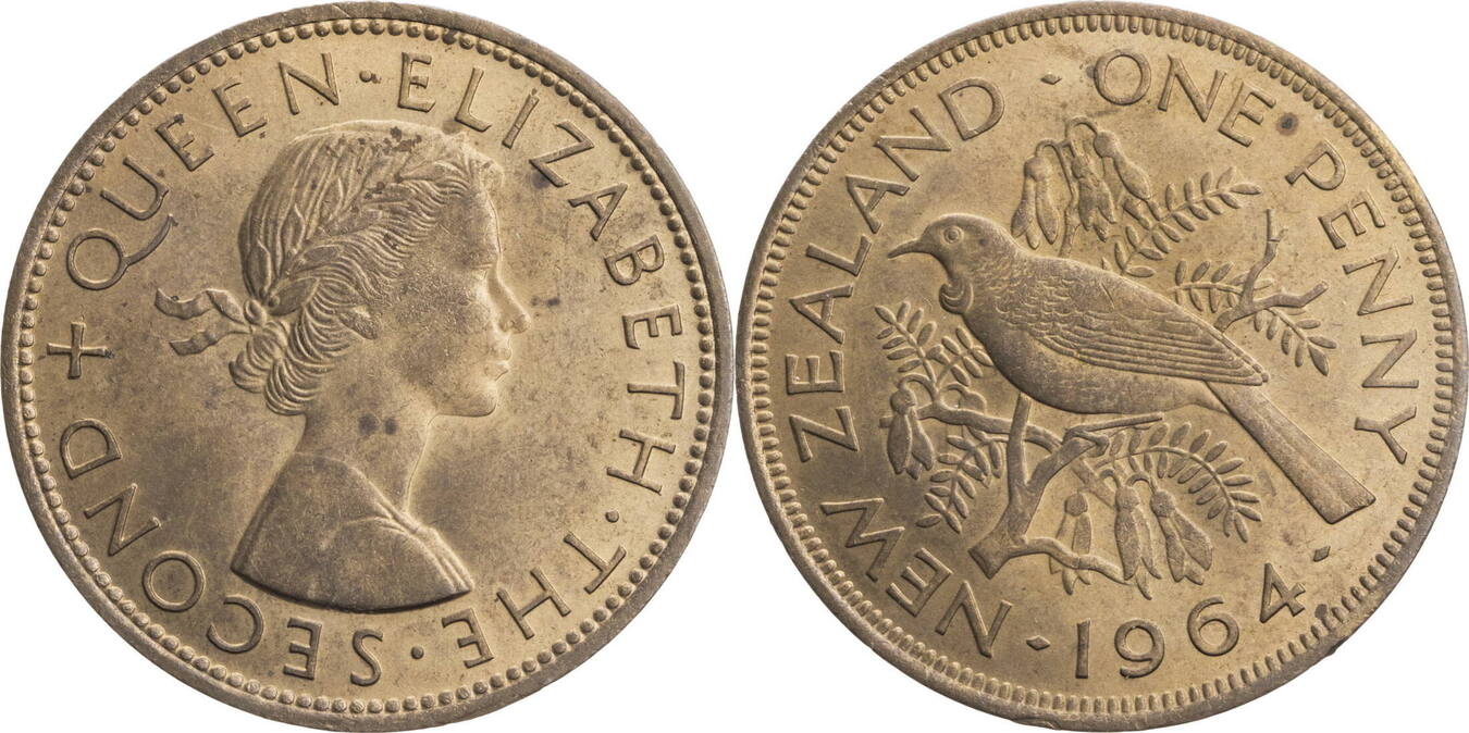 New Zealand 1 Penny 1964 Elizabeth II 1952 Kursm nze 1953 1965 new-zealand-1-penny-1964-elizabeth-ii-1952-kursm-nze-1953-1965