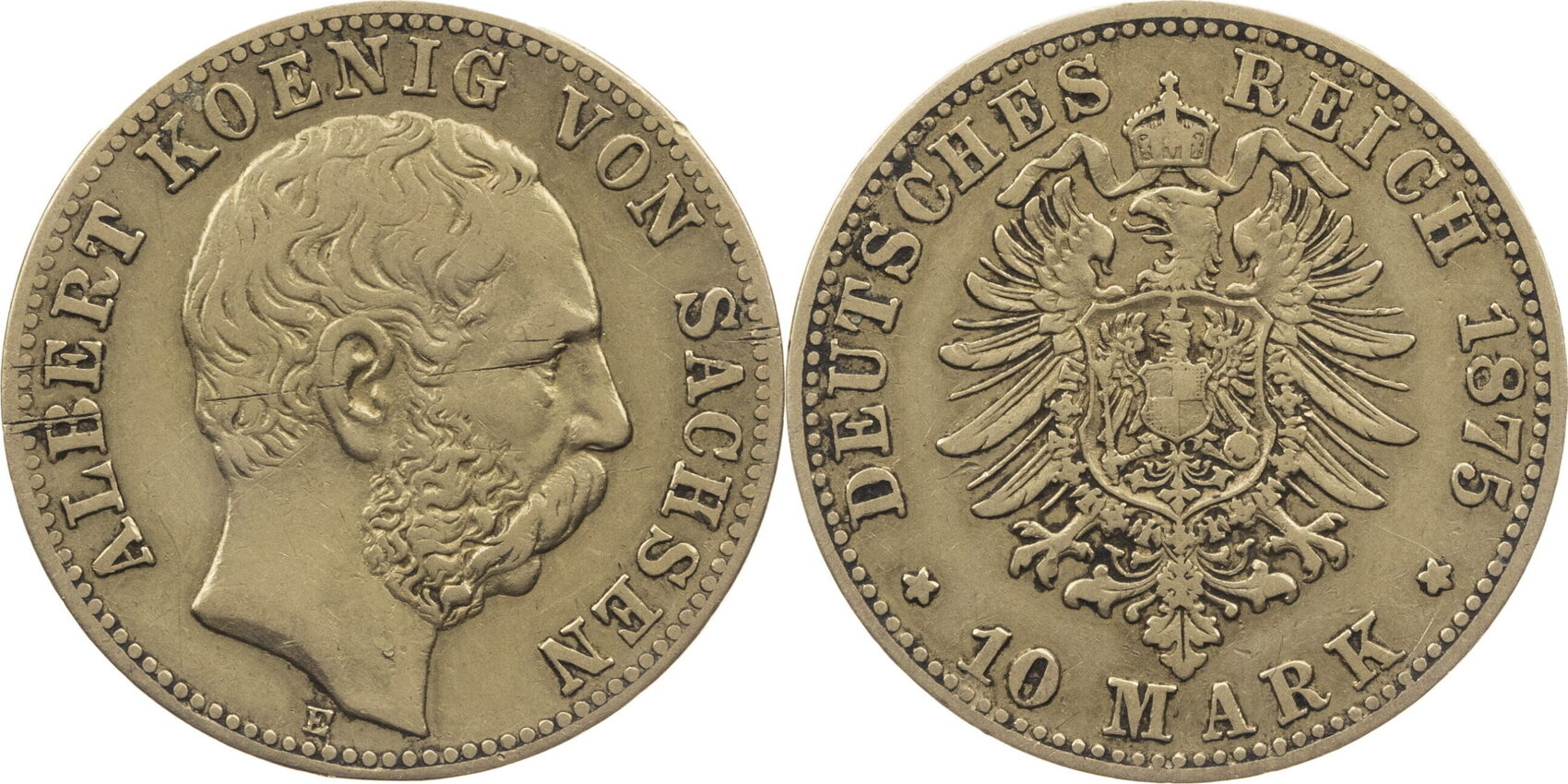 Kaiserreich, Sachsen 10 Mark 1875 E Albert (18731902) ss, Kratzer MA