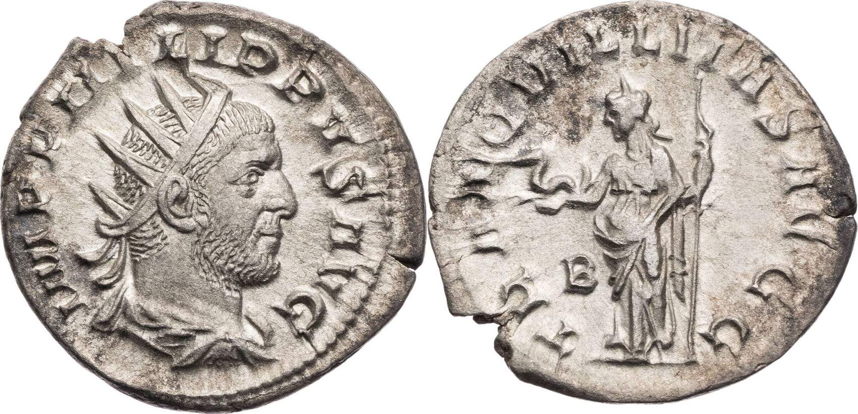 Römische Kaiserzeit Antoninian 248 n. Chr. Philippus I. Arabs, Büste