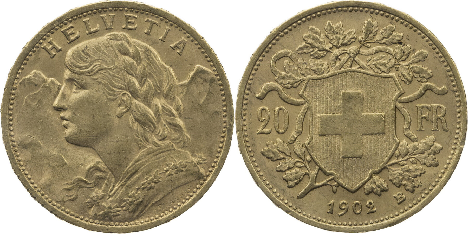 Schweiz 20 Franken (Vreneli) 1902 B Vreneli - Kursmünze (1897-1949) Ss ...