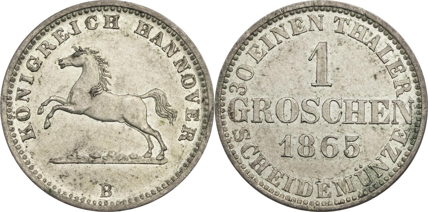 Hannover, Königreich 1 Groschen 1865 B Georg V. (1851-1866) Ss | MA-Shops