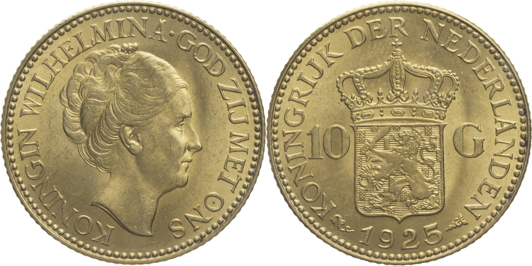 Niederlande 10 Gulden 1925 Wilhelmina (1890-1948) - Kursmünze (1925 ...