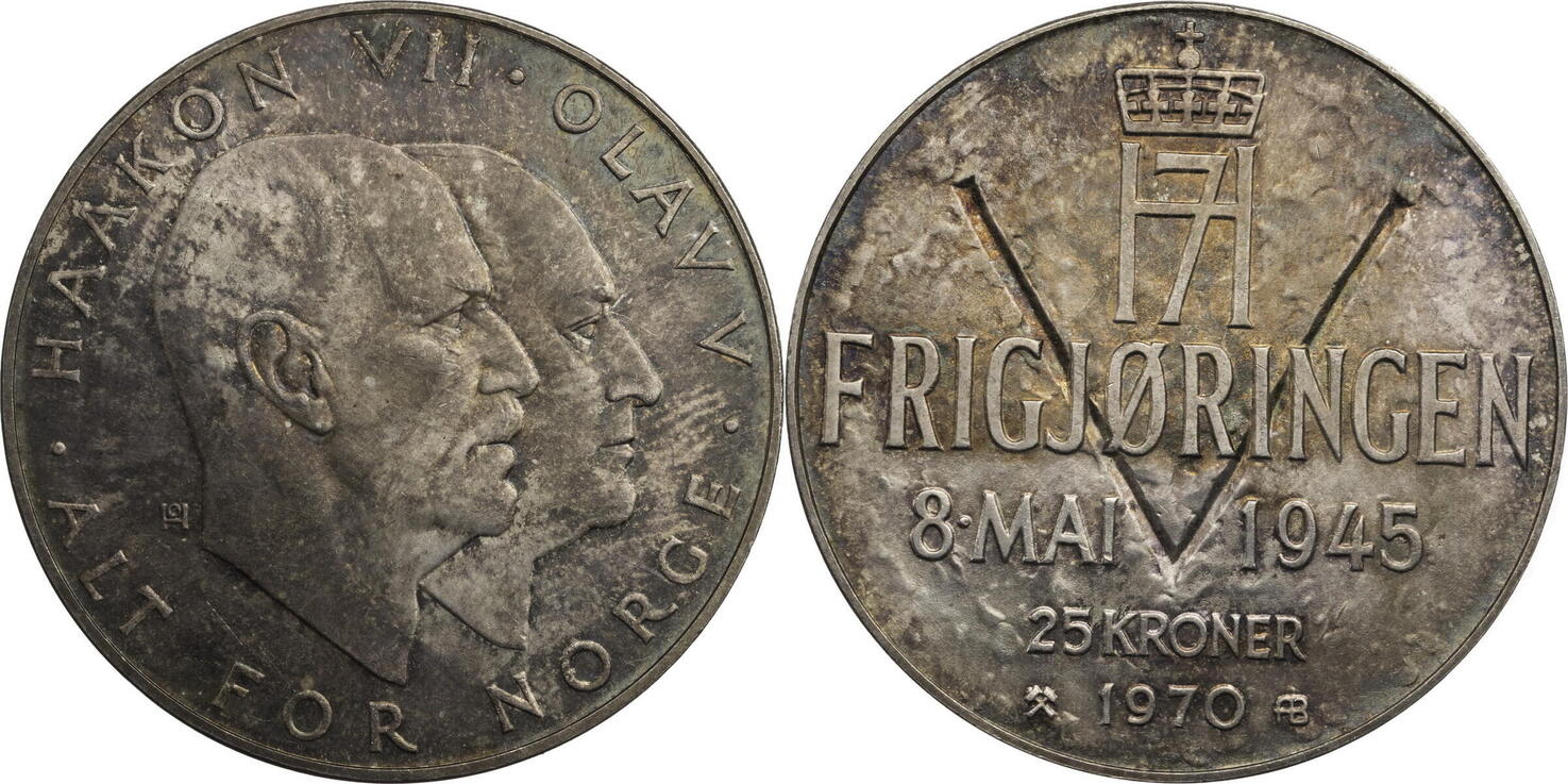 Norwegen 25 Kroner 1970 25 Jahre Befreiung Vz MA Shops