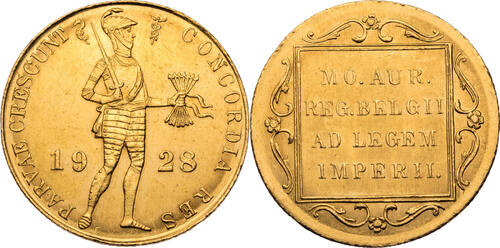 Niederlande, Holland 1928 Wilhelmina (1890-1948) - Handelsdukat vz, Kratzer
