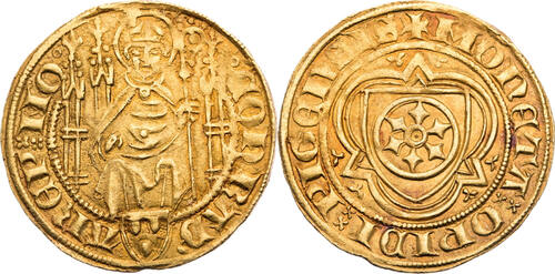 Mainz, Erzbistum Goldgulden o.J. (1394/1395) Konrad von Weinsberg (1390-1396) - Bingen ss-vz