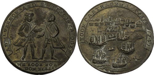 Großbritannien Medaille 1741 Auf den vermeindlichen britischen Sieg in der Seeschlacht von Cartagena