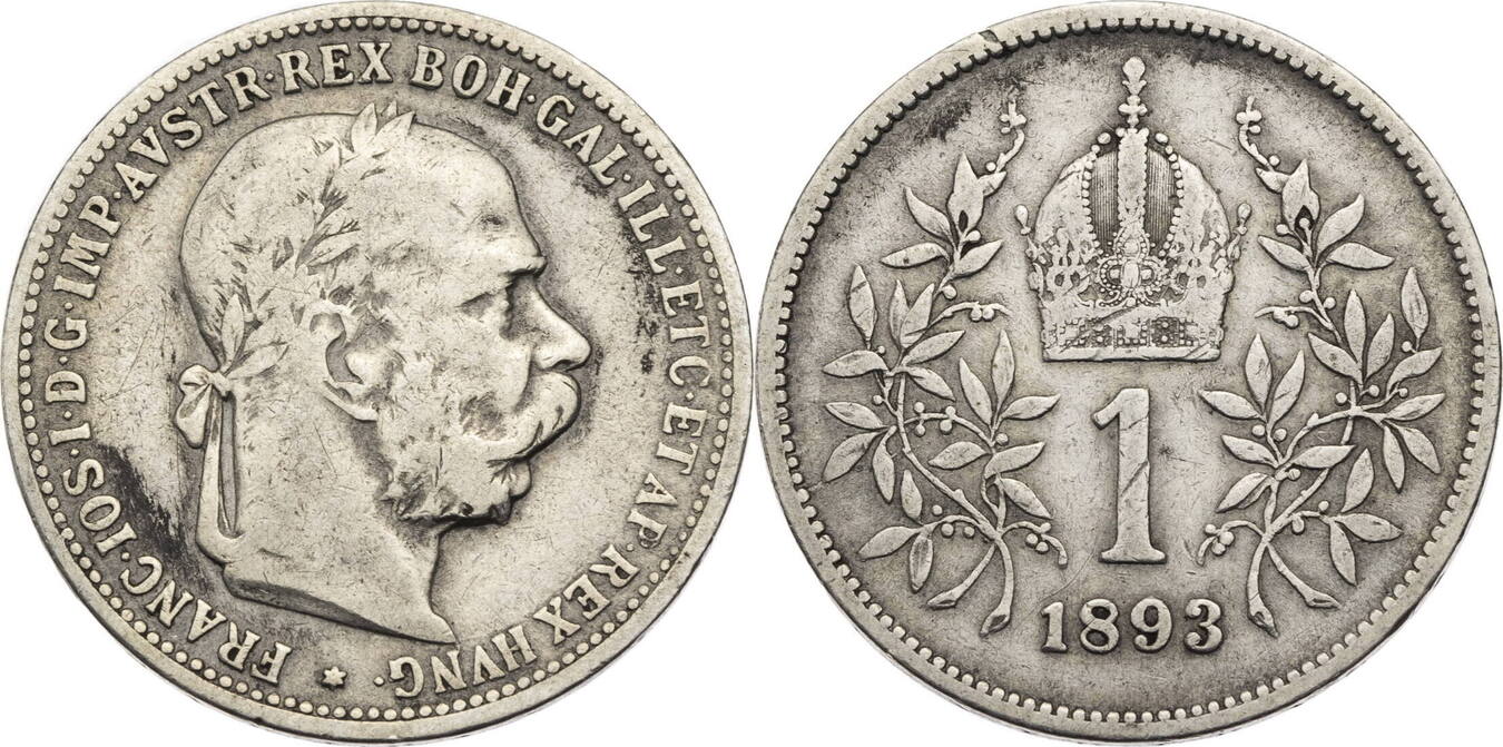 RDR, Habsburg 1 Korona 1893 Franz Josef I. (18481916) Kursmünze