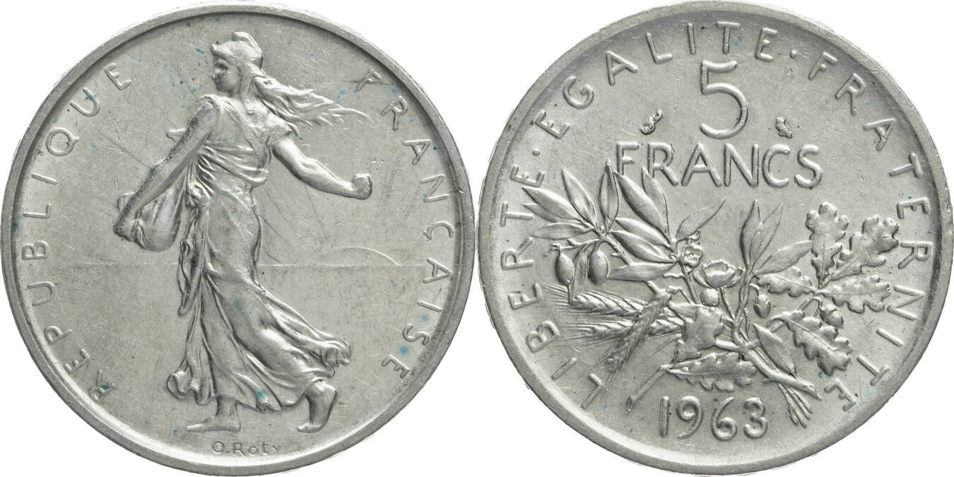 Frankreich 5 Francs 1963 Semeuse Kursmünze (19591969) ssvz Frankreich 5 Francs 1963 Semeuse Kursmünze (19591969) ssvz
