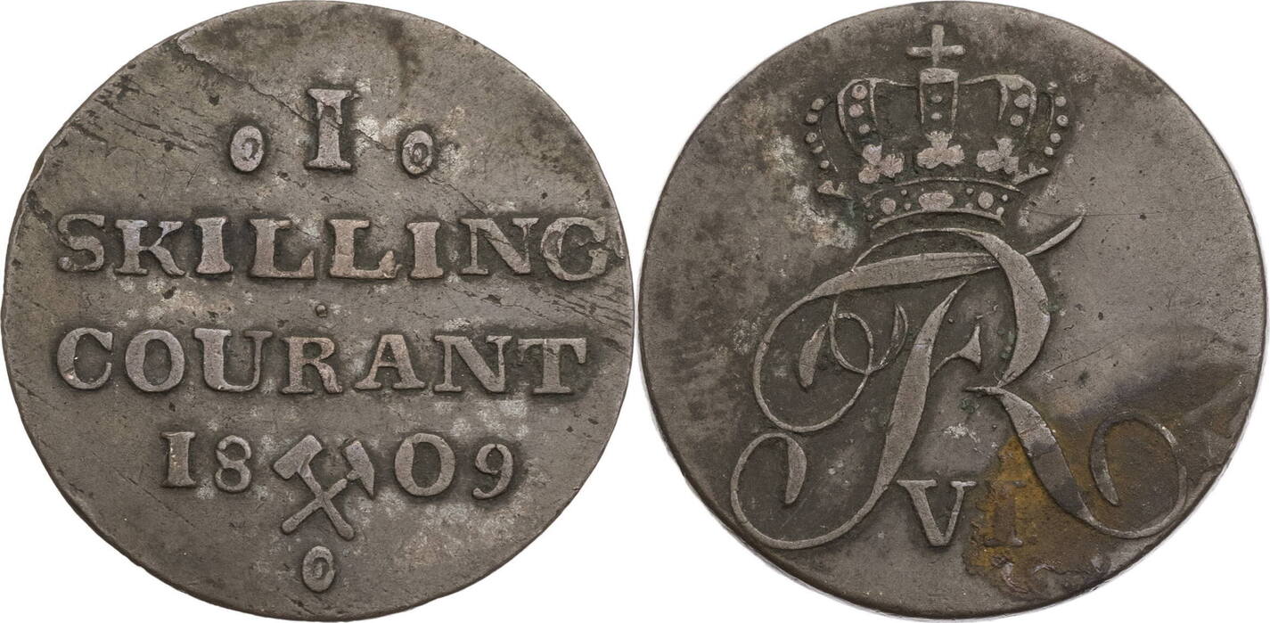 Norwegen 1 Skilling 1809 Friedrich VI 1808 1839 S ss Korrosion MA
