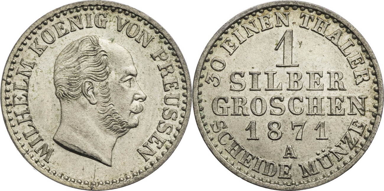 Preussen, Königreich 1 Silbergroschen 1871 A Wilhelm I. (1861-1888 ...