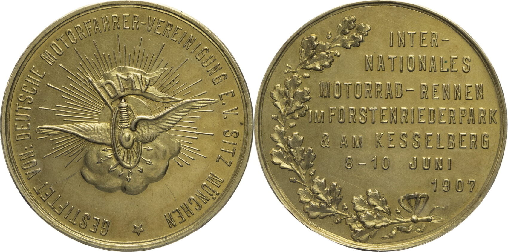 München Medaille 1907 Internationales Rennen der Deutsche