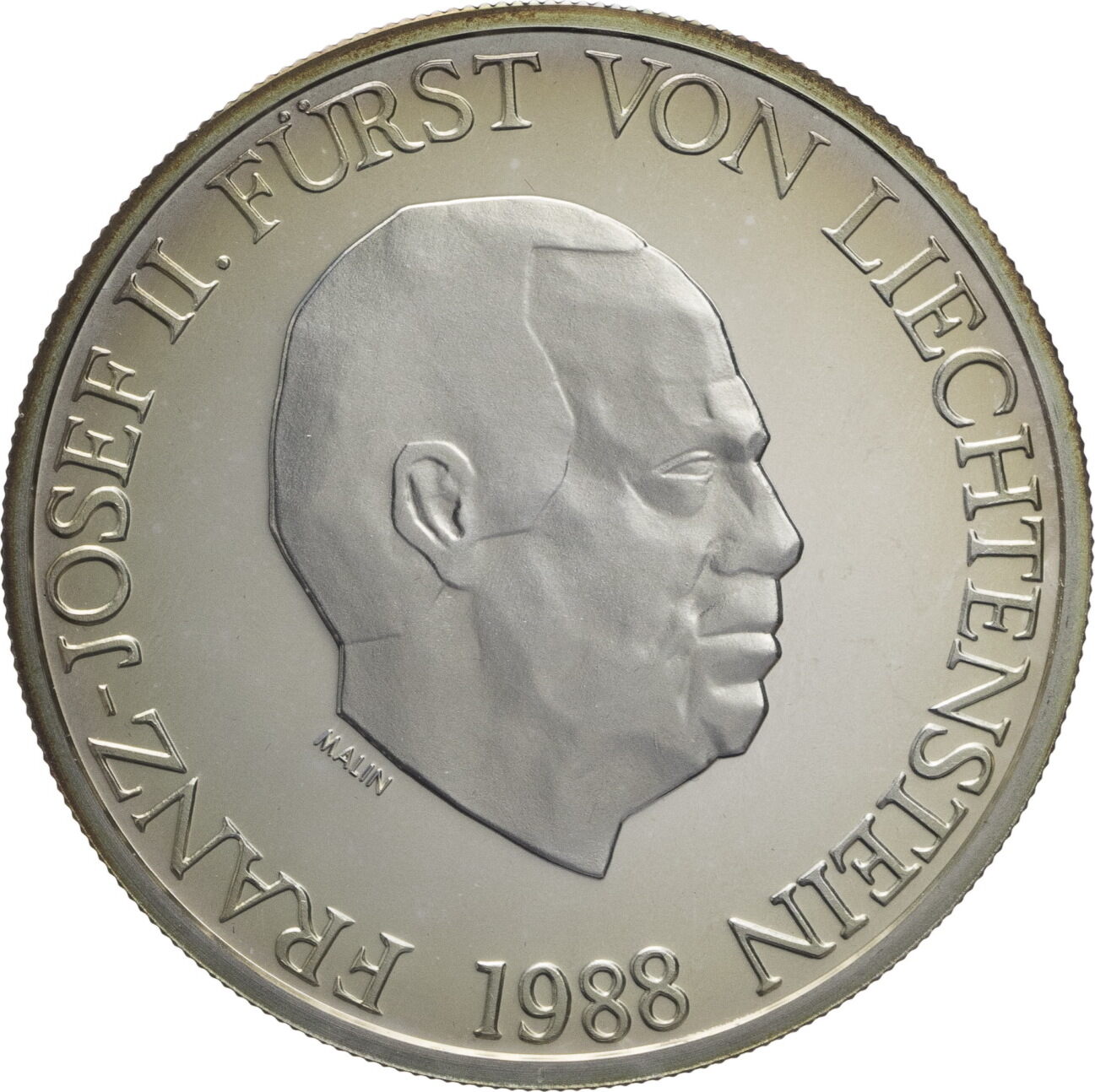10 + 50 Franken 1988 FranzJosef II. 50 Jahre Fürst von Liechtenstein