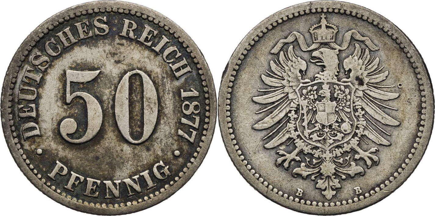 Kaiserreich 50 Pfennig 1877 B Kursmünze (1875-1877) Schön | MA-Shops