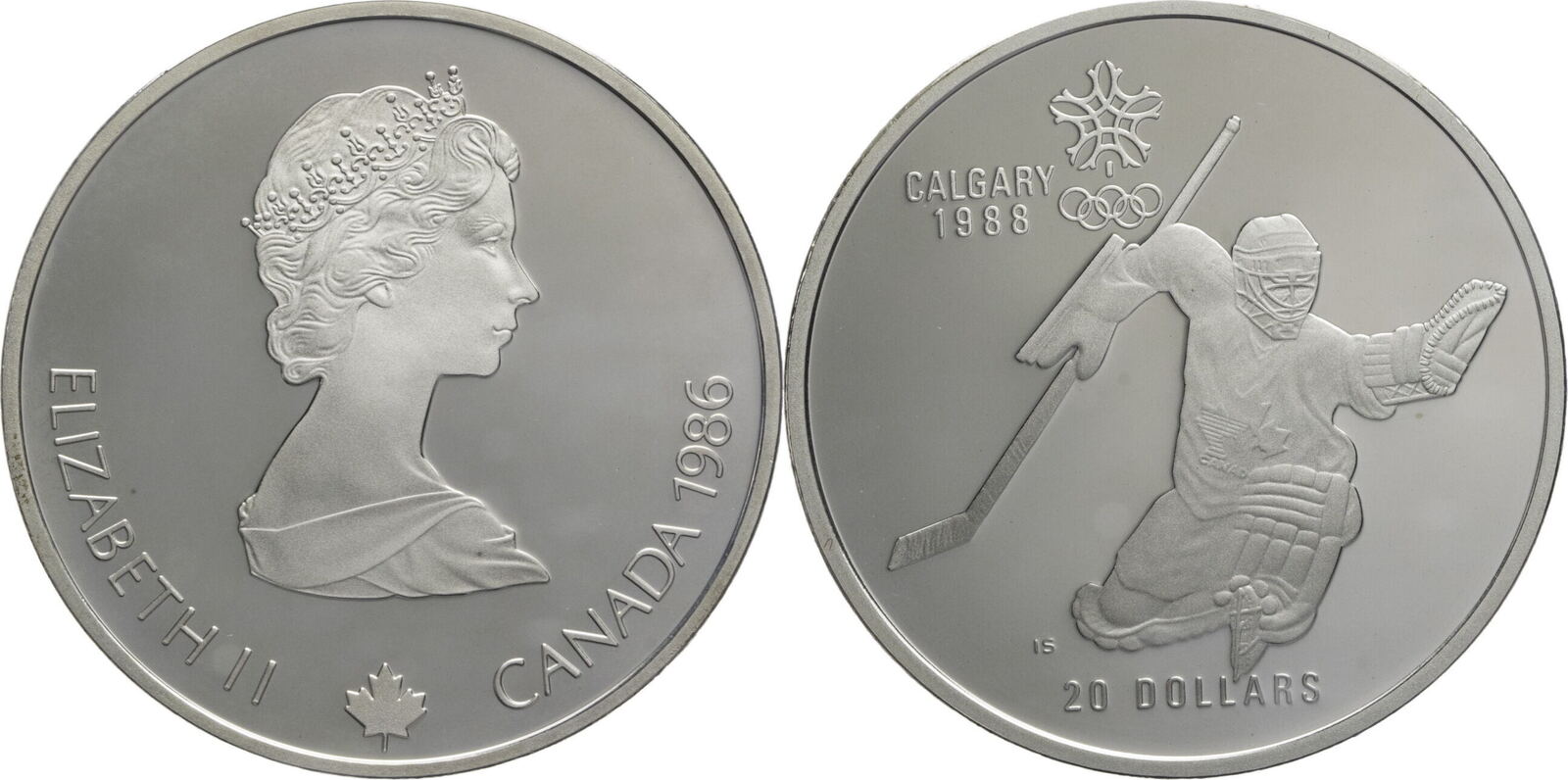 Kanada 20 Dollars 1986 Olympische Winterspiele Calgary Eishockey PP