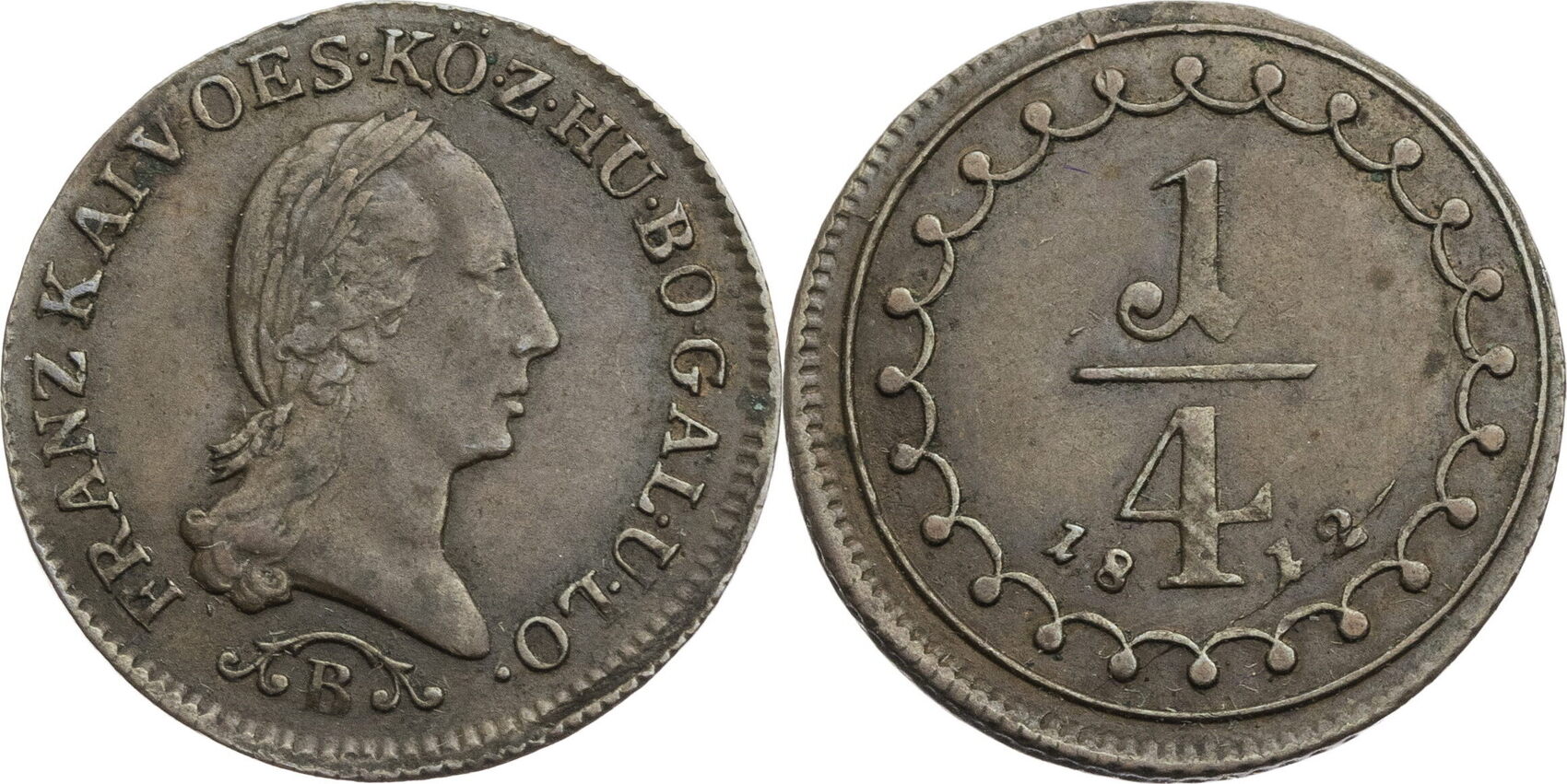 Österreich, Kaiserreich ¼ Kreuzer 1812 B Franz II. (I.) (1792-1835 ...