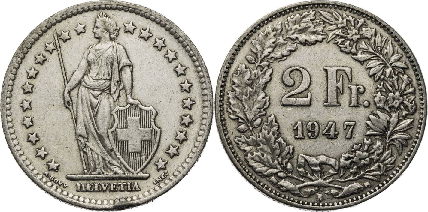 Schweiz 2 Franken 1947 B Helvetia Kursm nze 1874 1967 Ss MA Shops schweiz-2-franken-1947-b-helvetia-kursm-nze-1874-1967-ss-ma-shops