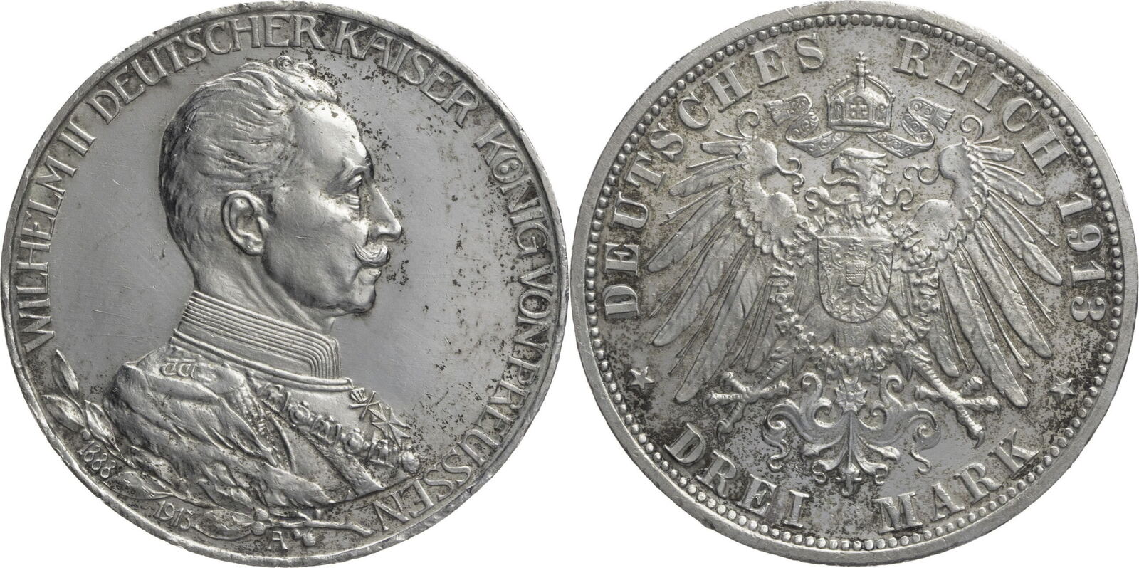 Kaiserreich, Preussen 3 Mark 1913 A Wilhelm II. (1888-1918 ...