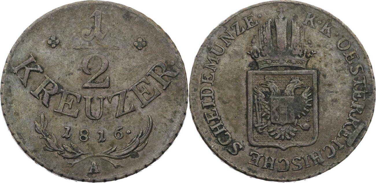 RDR, Habsburg ½ Kreuzer 1816 A Franz II. (I.) (1792-1835) - Kursmünze ...