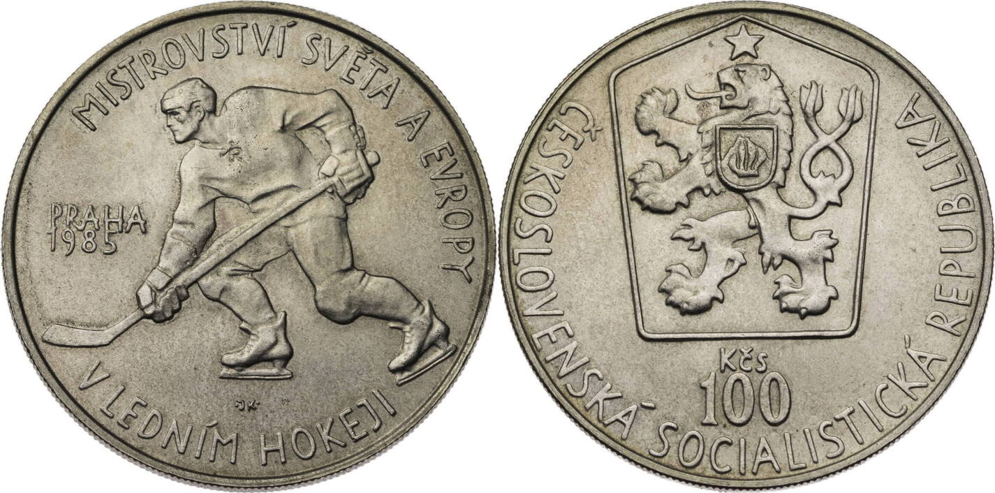 Tschechoslowakei 100 Korun EishockeyWeltmeisterschaft 1985 ssvz MA