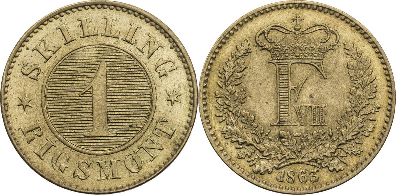 Dänemark Rigsbankskilling 1863 Frederik VII. (1848-1863) - Kursmünze ...