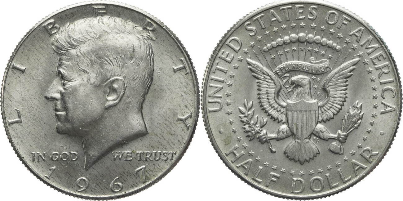 USA 1967 Half Dollar Kennedy Kursmünze (19651970) ssvz