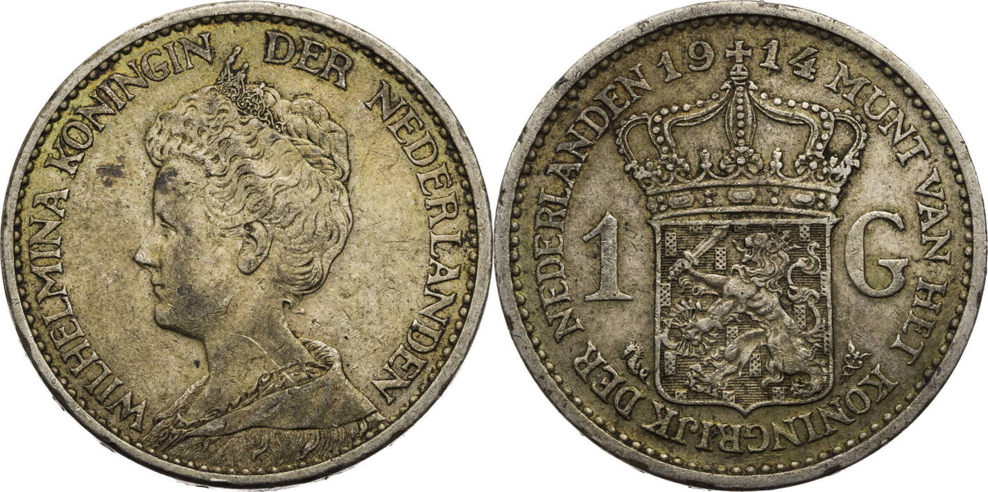 Niederlande, Königreich 1 Gulden 1914 Wilhelmina (18901948
