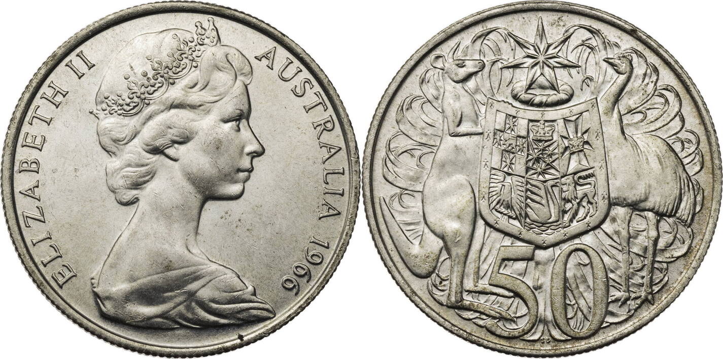 Australien 50 Cents 1966 Elisabeth II 1952 2022 Kursm nze Ss vz australien-50-cents-1966-elisabeth-ii-1952-2022-kursm-nze-ss-vz