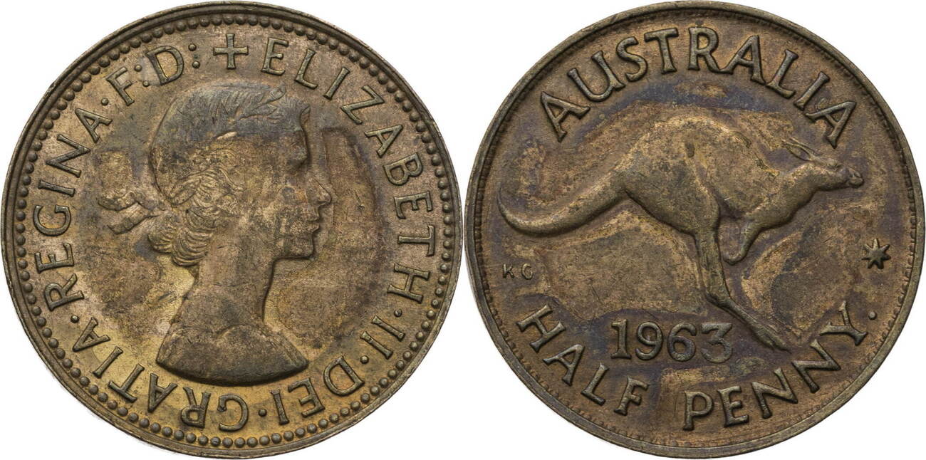 Australien Half Penny 1963 Elisabeth II 1952 2022 Kursm nze 1959 1963-australia-half-penny-queen-elizabeth-ii-property-room