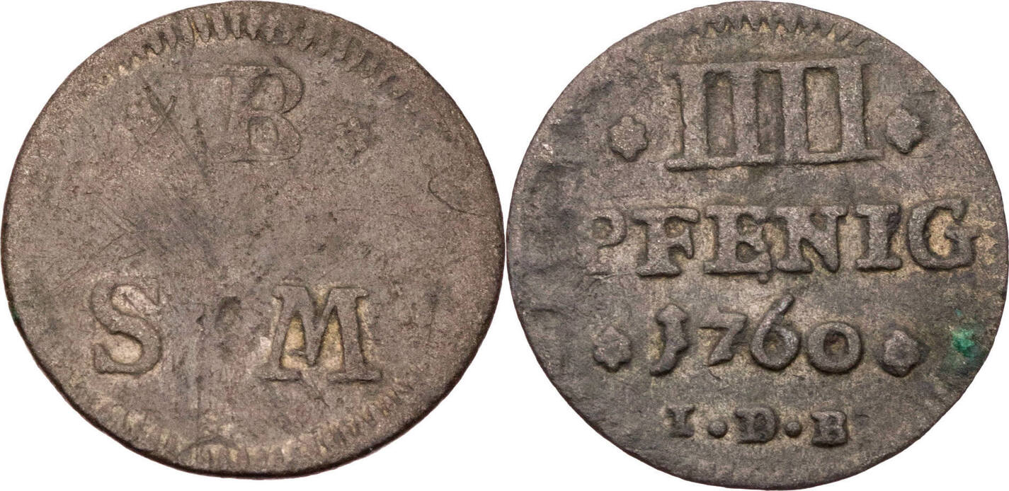 BraunschweigWolfenbüttel 4 Pfennige 1760 IDB Karl I. (17351780) s/ss