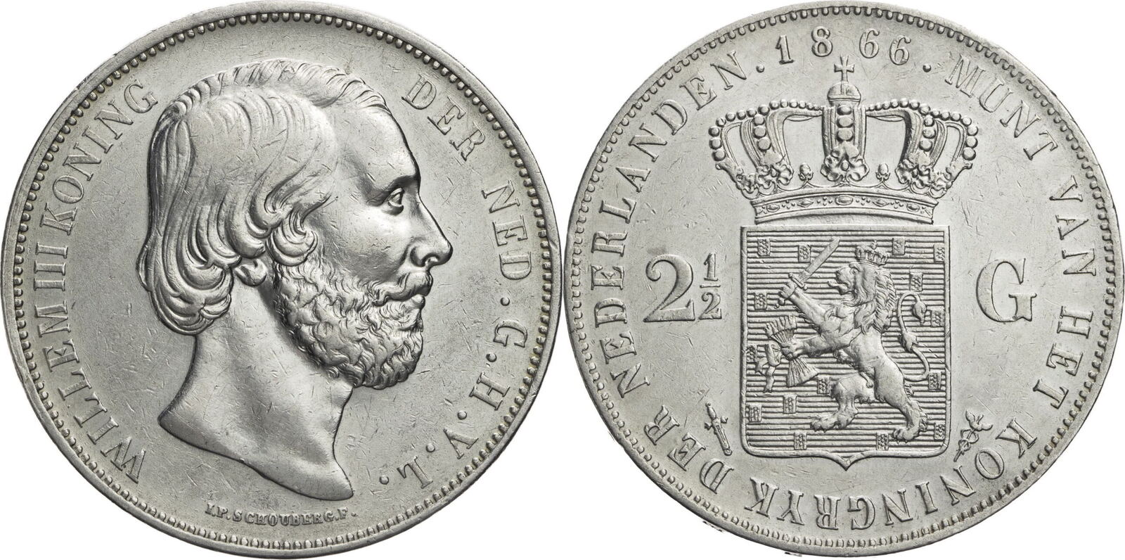 Niederlande, Königreich 2 ½ Gulden 1866 Willem III. (18491890