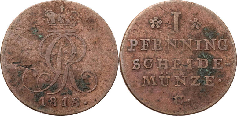 BraunschweigCalenbergHannover 1 Pfennig 1818 III. (18141820) s