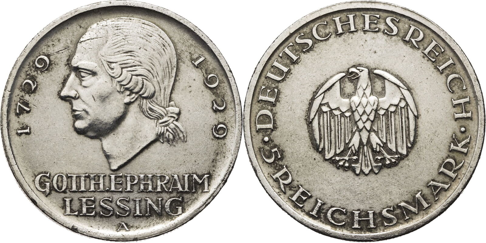 Weimarer Republik 5 Reichsmark 1929 A Zum 200. Geburtstag von Gotthold ...