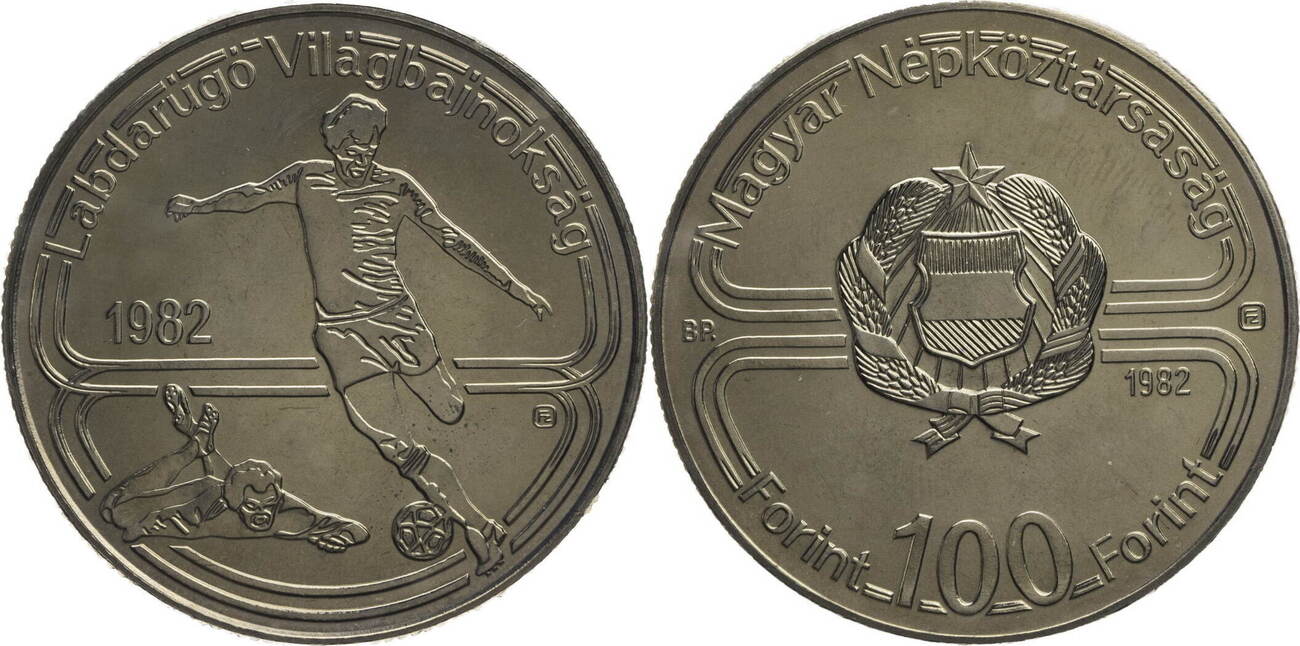 Ungarn 100 Forint Fußballweltmeisterschaft 1982 in Spanien st