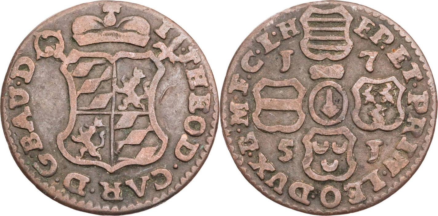 Lüttich 1 Liard 1751 Johann Theodor von Bayern (17441763) ss