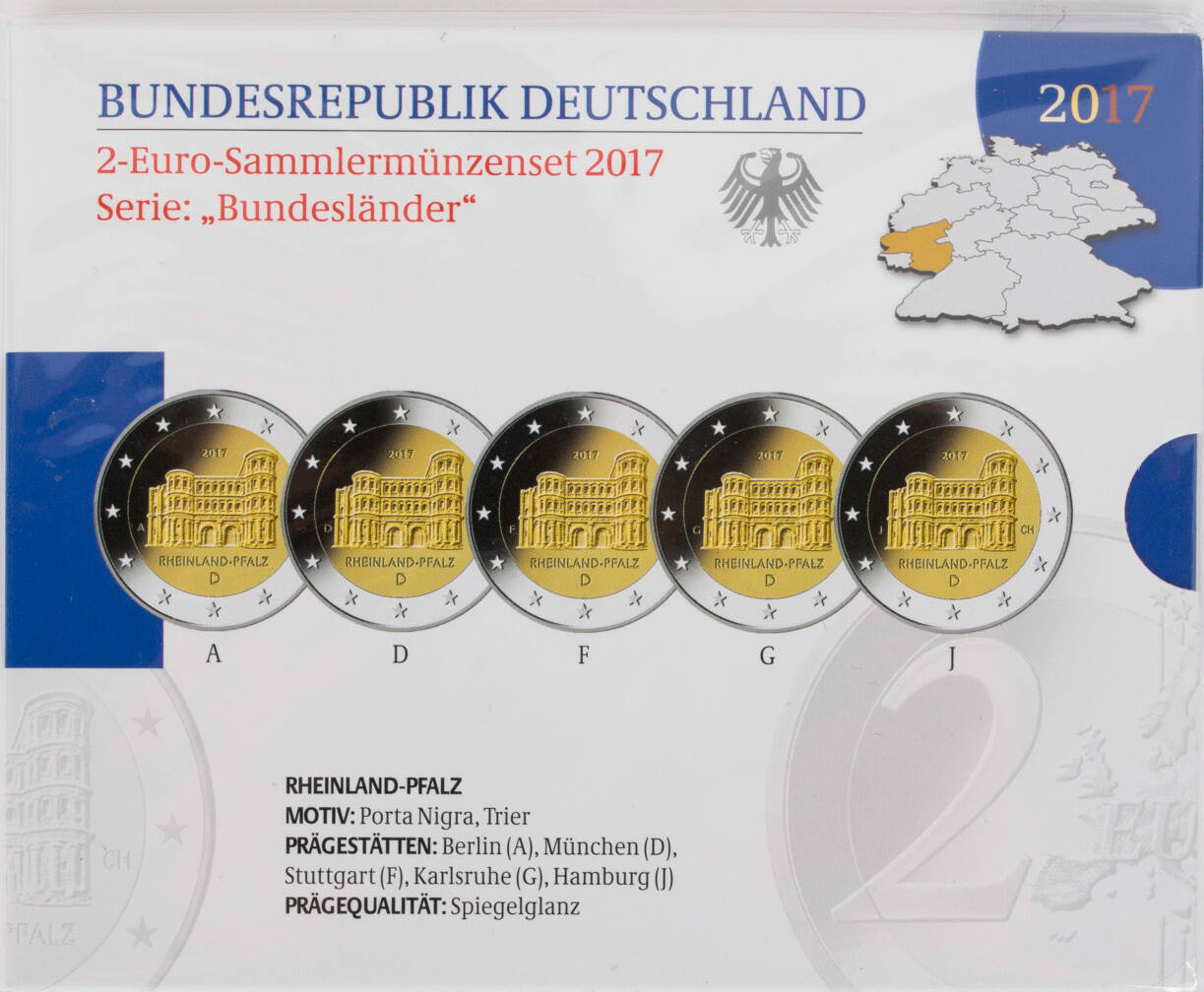 Bundesrepublik Deutschland 5 X 2 Euro 2017 Adfgj Bundesländer Serie