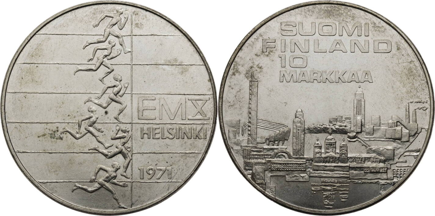 Finnland 10 Markkaa 1971 10. Leichtathletikmeisterschaften Helsinki ss