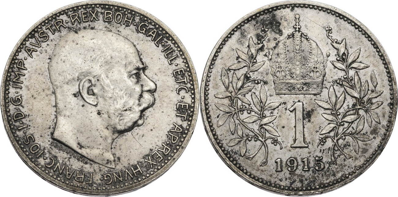 Österreich, Kaiserreich 1 Krone 1915 Franz Joseph I. (1848-1916 ...