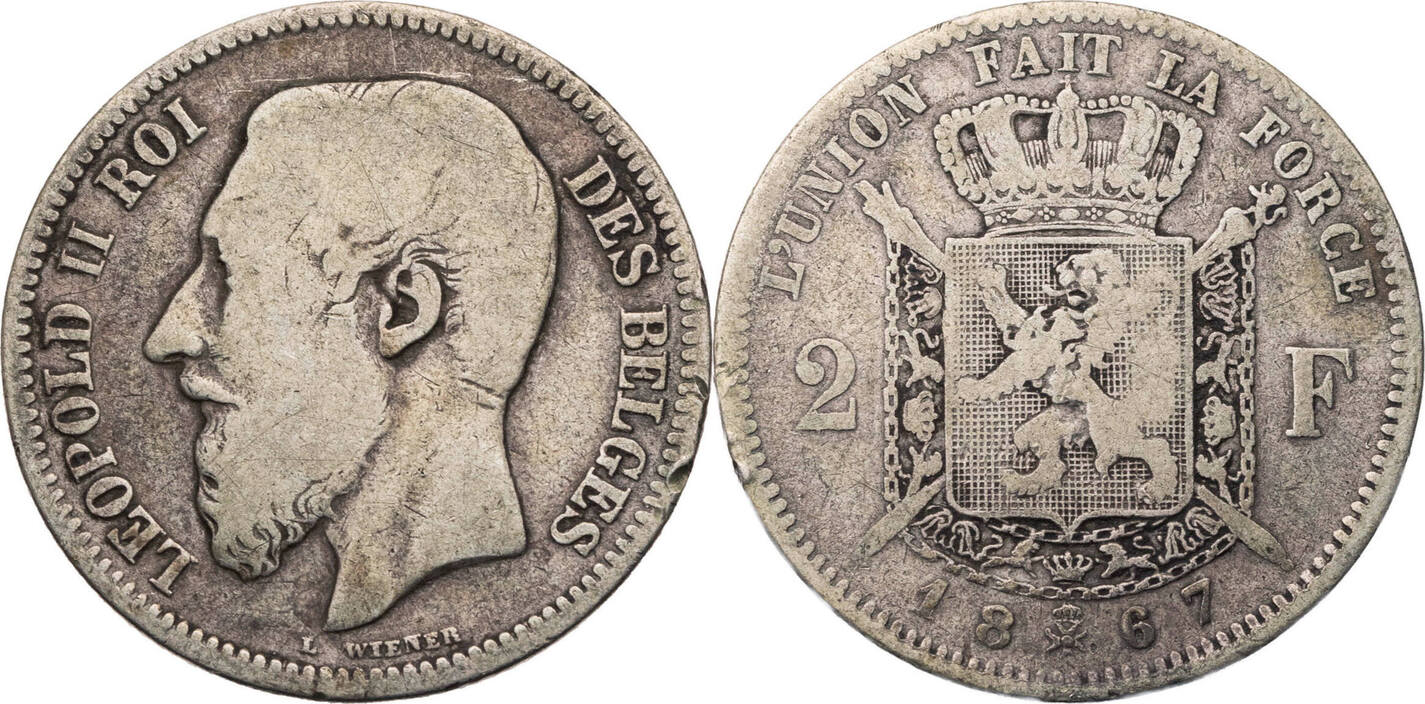BELGIQUE 1 Franc Léopold II légende flamande 1887 fwo_374036 Monde