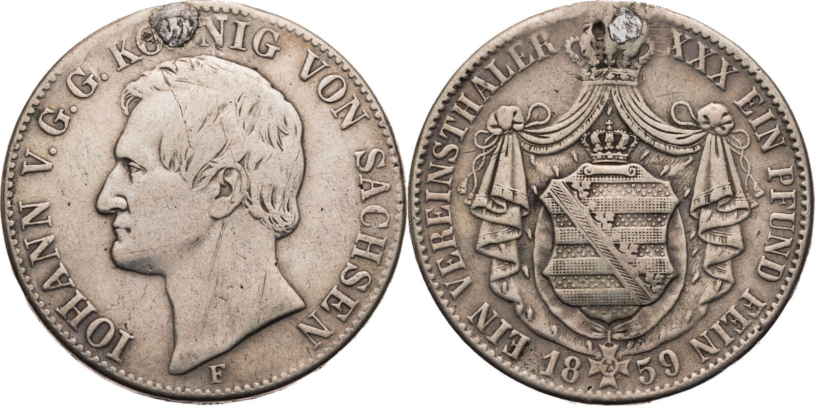 Sachsen, Albertinische Linie Taler 1859 F Johann (1854-1873 ...