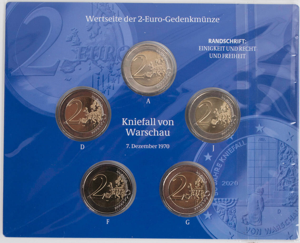 2 Euro Münze 50 Jahre Kniefall Von Warschau Verkaufen Bundesrepublik Deutschland 5 x 2 Euro 2020 2 Euro Gedenkmünzenset - 50