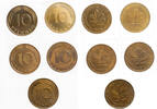 Bundesrepublik Deutschland 5 x 10 Pfennig Kursmünze (1950-2001) - kompletter Jahrgang -